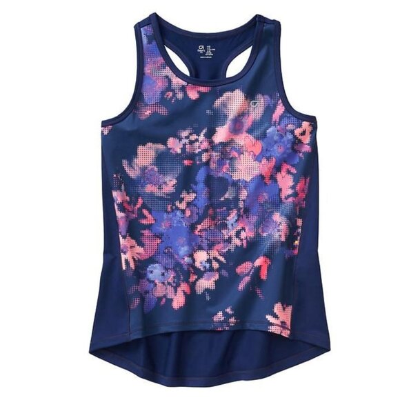 GapFit - Contrast-Panel Racerback Tank 558340 | Floral Collection | Size 8-9 - Picture 1 of 6
